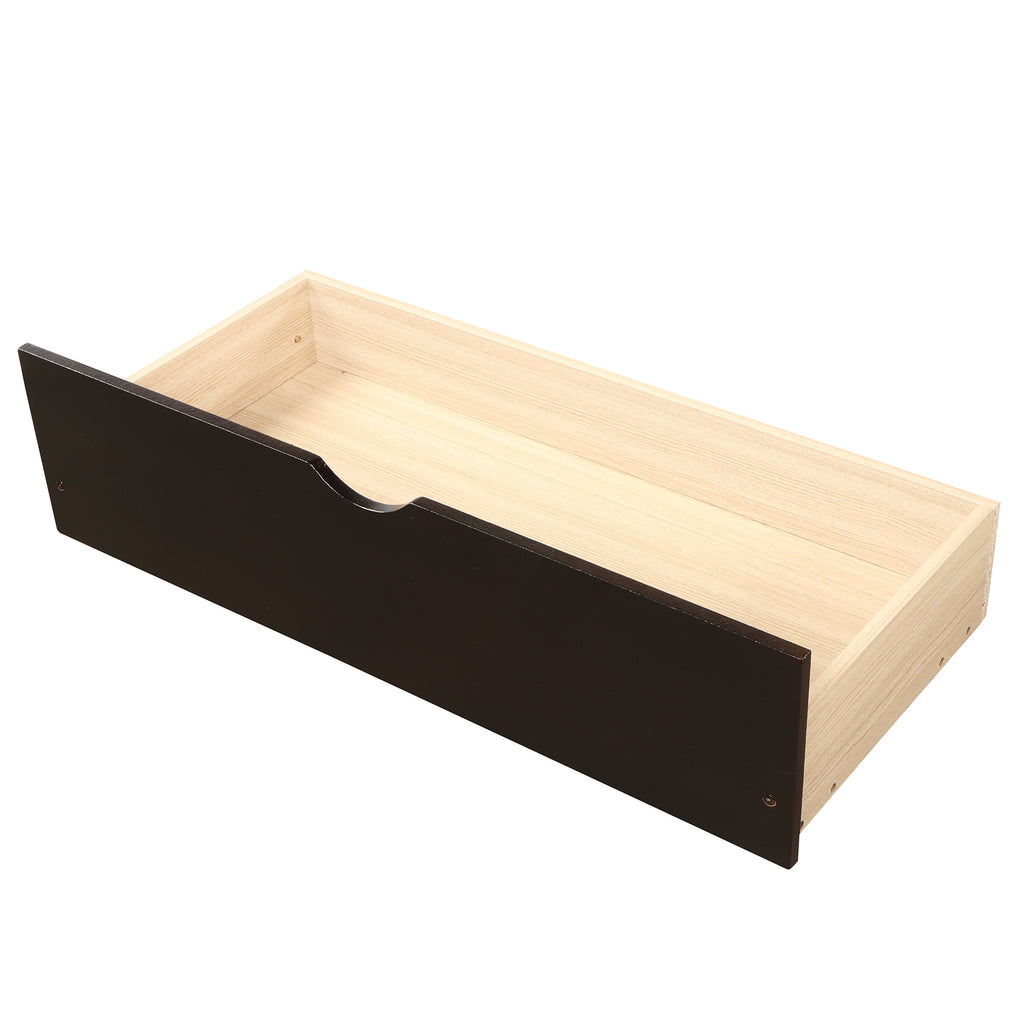 Espresso Platform Storage Bed with 2 Wheel-Base Drawers, Twin Size Frame, Pine Wood and MDF Construction - Grand Goldman Shop