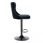 A&A Furniture,Swivel Velvet Barstools Adjusatble Seat Height from 25-33 Inch,17.7 inch base, Modern Upholstered Bar Stools with Backs Comfortable Tufted for Home Pub and Kitchen Island,Black,Set of 2 - Grand Goldman Shop