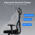 Ergonomic Office Chair,Mesh Desk Chair with Adjustable Lumbar Support and Headrest,Comfy Computer Chair with 3D Armrest Recli