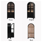 K&K 71' Tall Arched Kitchen Pantry Cabinet with Door Shelves, Farmhouse Kitchen Storage Cabinet with Open & Adjustable Shelves, Hidden Drawer & Glass Door, Cupboard for Kitchen, Dining Room, Black - Grand Goldman Shop