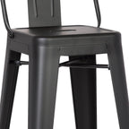 Modern Light Weight Industrial Contemporary Rustic Vintage Costal Metal Barstools with Bucket Back and 4 Leg Design, Seat Bar