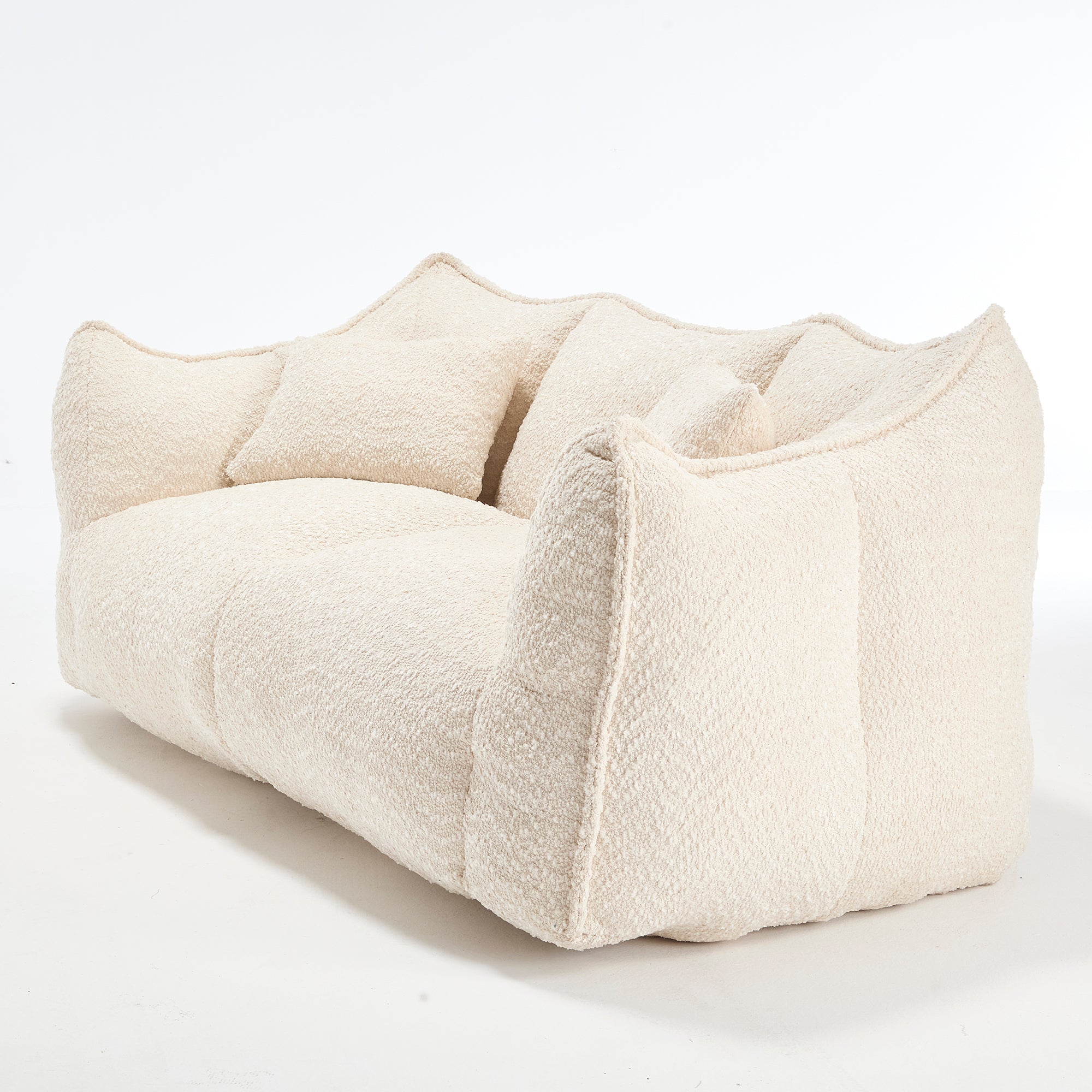 Comfortable Dual Beanbag Chair with High Resilience Foam Core for Two People in Beige Chenille - Grand Goldman Shop