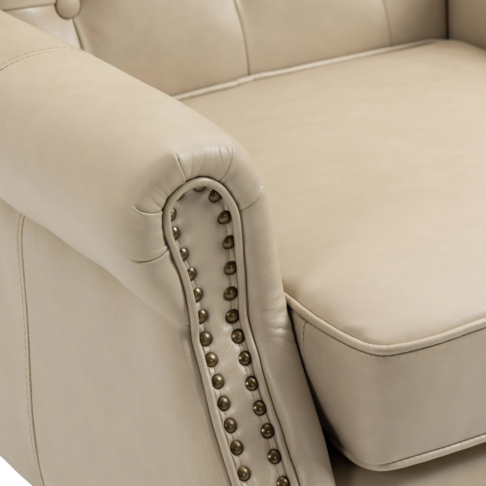 Modern Accent Chair Lounge Chair with Sturdy Wood Legs in Camel PU Leather for Living Room and Bedroom - Grand Goldman Shop