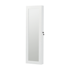 White Solid Wood Jewelry Armoire Organizer with Full-Length Mirror, Wall-Mounted Lockable Cabinet with LED Light, 47.5x14.3 in - Grand Goldman Shop