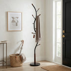 Arles Metal Black and Walnut Standing Coat Rack - Grand Goldman Shop