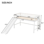 Twin Size Low Loft Bed with Ladder and Slide,White(OLD SKU:WF196418AAK) - Grand Goldman Shop