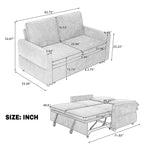 Convertible Sofa Bed 62.75' Loveseat with Adjustable Backrest and USB Ports in Blue Chenille Fabric - Grand Goldman Shop