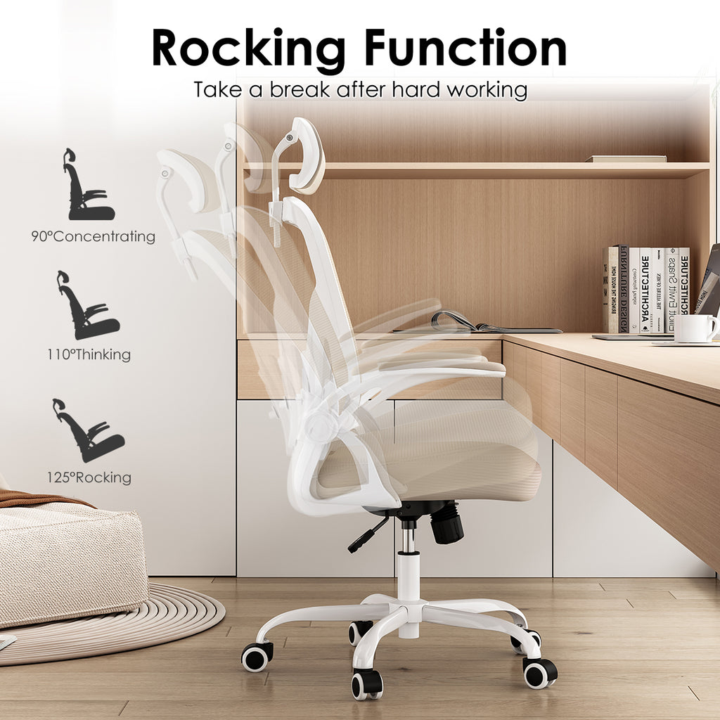 Ergonomic Office Chair, Home Office Desk Chair with Headrest, High Back Computer Chair with Armrests and Adjustable Lumbar Su