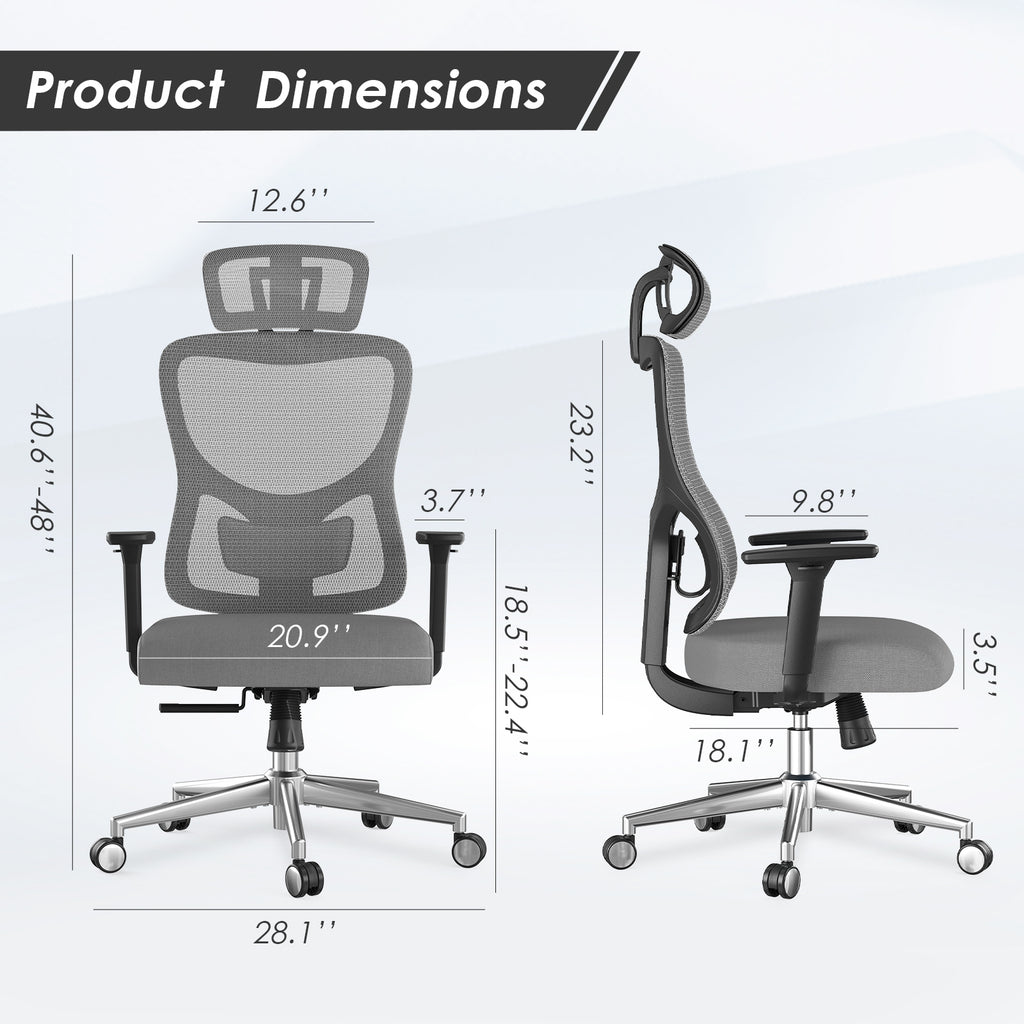Ergonomic Office Chair,Mesh Desk Chair with Adjustable Lumbar Support and Headrest,Comfy Computer Chair with 3D Armrest Recli