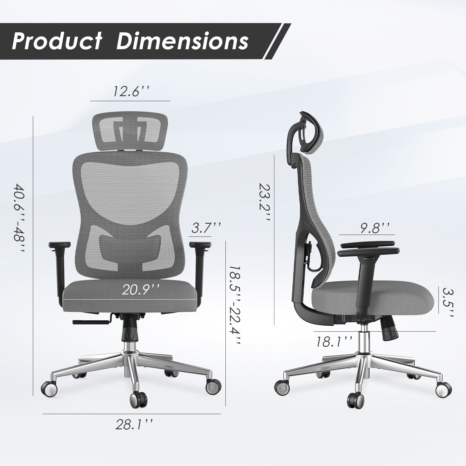 Ergonomic Office Chair,Mesh Desk Chair with Adjustable Lumbar Support and Headrest,Comfy Computer Chair with 3D Armrest Recli