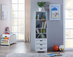Kids Funnel White Bookcase Book Shelf Storage Unit with Book Display/Organizer Drawers - Classic White Color | Premium Home D