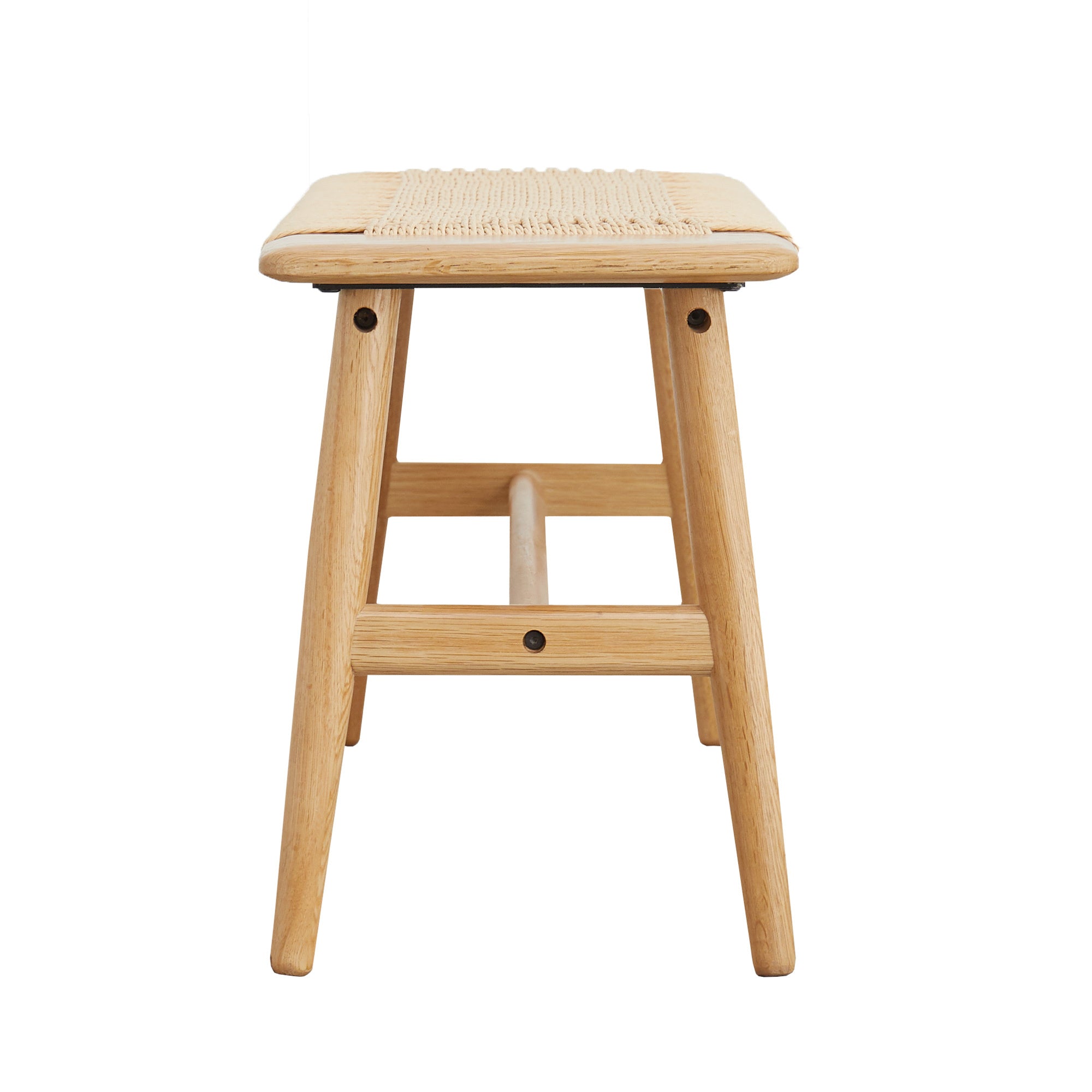 Woven Design Natural Oak Wood Dining Bench with Handwoven Cane Seat for Versatile Home Use - Grand Goldman Shop