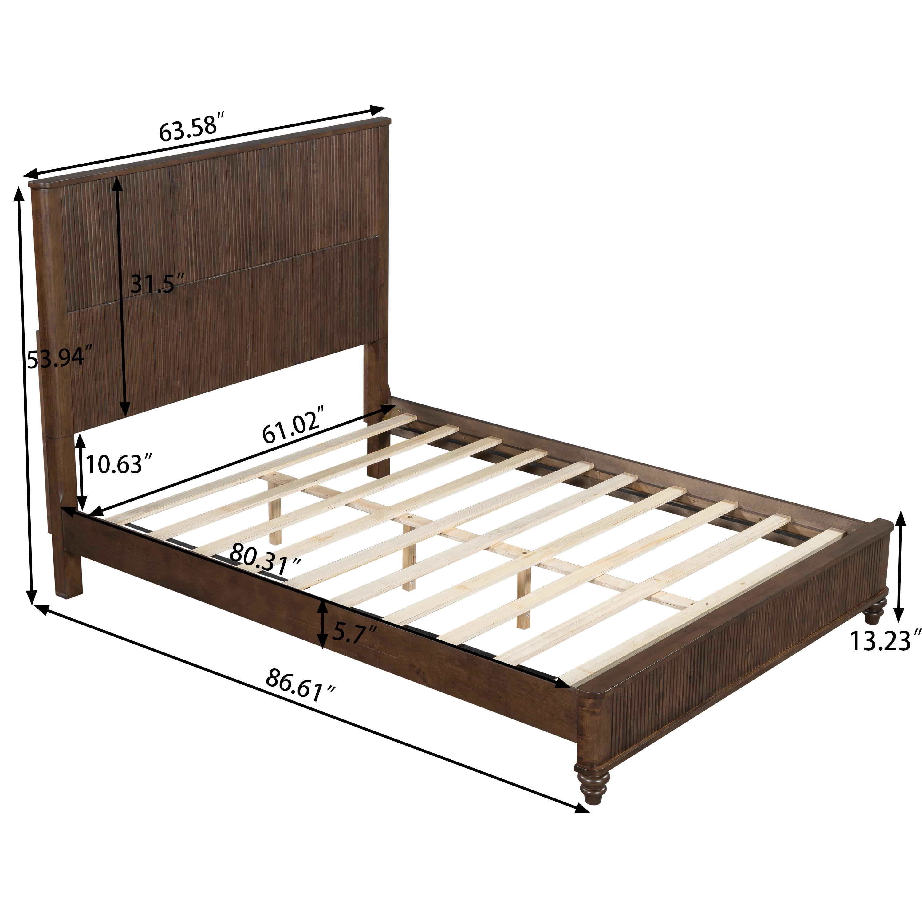 3-Piece Bedroom Set with Queen Bed and 2 Nightstands, Walnut Brown - Grand Goldman Shop