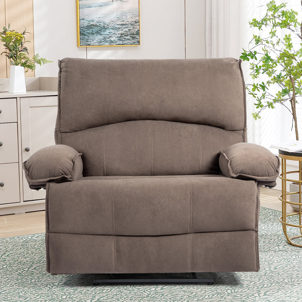 Oversized Velvet Recliner Chair Sofa with Manual Push-Back Functionality in Brown - Grand Goldman Shop