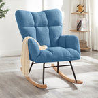 Glider Chair for Living Room Tufted Upholstered Teddy Fabric Rocking Chair with Metal Frame Accent Chair Blue - Grand Goldman Shop