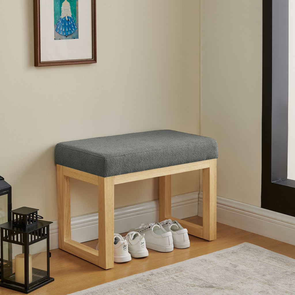 Shoe-changing bench, a shoe-changing bench with a wooden frame and a soft cushioned seat, can be placed freely and is suitable for small spaces without taking up much space -Dark Gray - Grand Goldman Shop