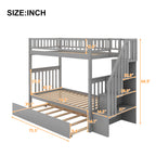 Twin over Twin Bunk Bed with Trundle and Storage - Grand Goldman Shop