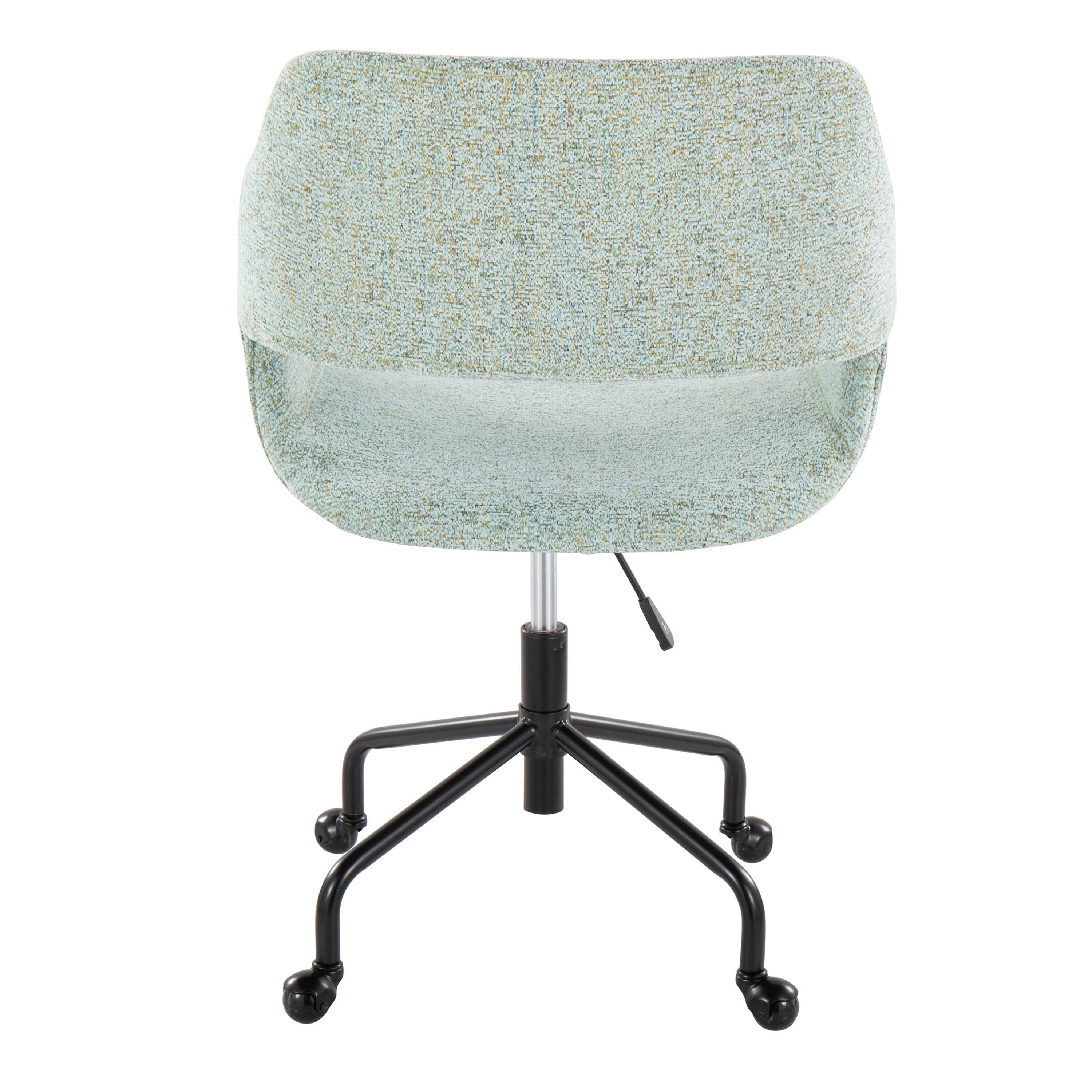 Contemporary Adjustable Office Chair in Black Metal and Light Green Fabric - Grand Goldman