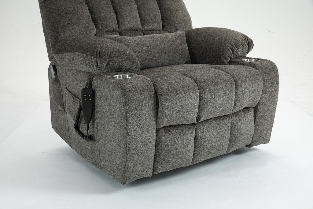 Lift Chair for Big and Tall Person with Inconvenient Legs: High Density Foam Lift Sofa with Heat and Massage, 2 Pockets, 2 Cup Holder, 2 Remote, OKIN Motor - Grand Goldman Shop