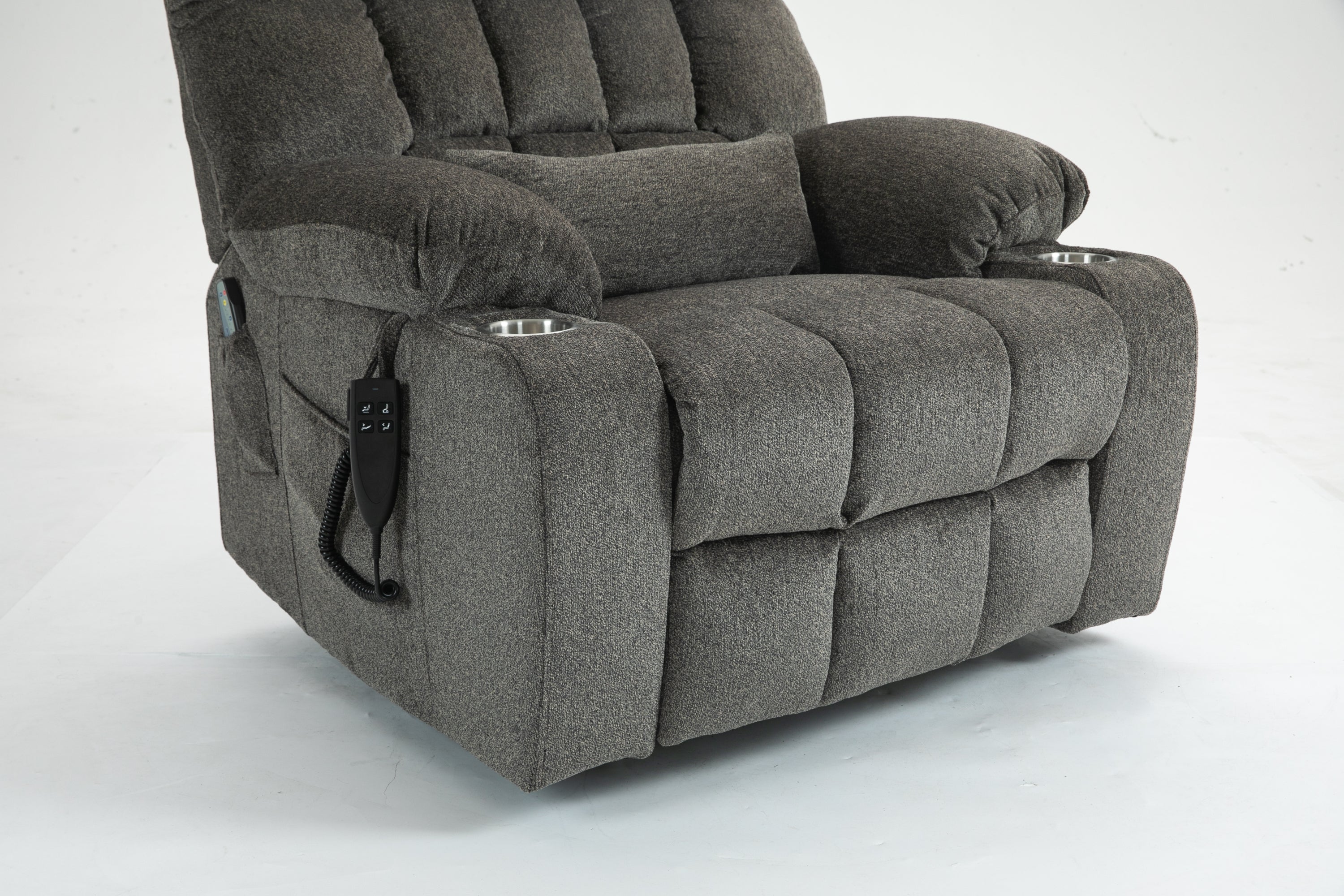 Lift Chair for Big and Tall Person with Inconvenient Legs: High Density Foam Lift Sofa with Heat and Massage, 2 Pockets, 2 Cup Holder, 2 Remote, OKIN Motor - Grand Goldman Shop