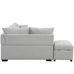 Modern L-shaped Sectional Pull Out Sofa Bed with USB Ports & Storage Ottoman, Gray Jacquard Fabric, 82.6' - Grand Goldman Shop