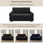 Black Convertible Sofa Bed Loveseat with Adjustable Backrest and USB Ports, 62.75' Chenille Upholstered Couch for Living Room or Small Space - Grand Goldman Shop