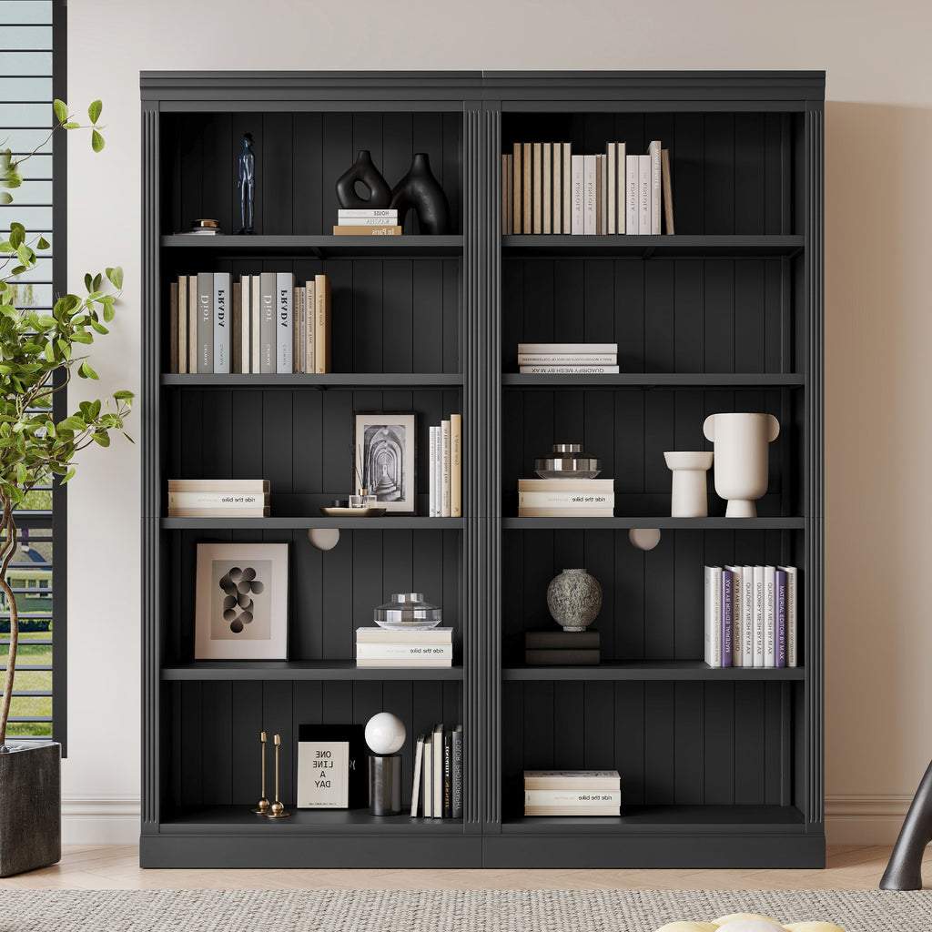 83' Tall Wood Bookcase Suite with light strip ,5-Tier Home Decor Bookcase Suite with Adjustable Shelves,Storage Organizer,Fre