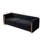 Contemporary Velvet Sofa Couch 84.25''W for Living Room, Black - Grand Goldman Shop