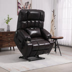 Wine Red High Density Foam Lift Chair for Big and Tall with Heat & Massage, 2 Pockets, 2 Cup Holders, Dual Remote, UL Certified OKIN Motor - Grand Goldman Shop
