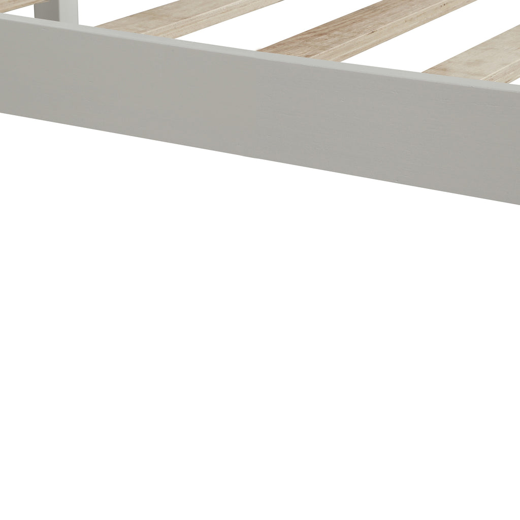 White Platform Bed Frame with Headboard, Wood Slat Support, No Box Spring Needed, Full Size, Made of Pine and MDF - Grand Goldman Shop