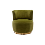 Swivel Barrel Chair, Round Armchairs with Wide Upholstered, Fluffy Velvet Fabric, Olive, 25.20'' x 25.59'' x 26.38'' - Grand Goldman Shop