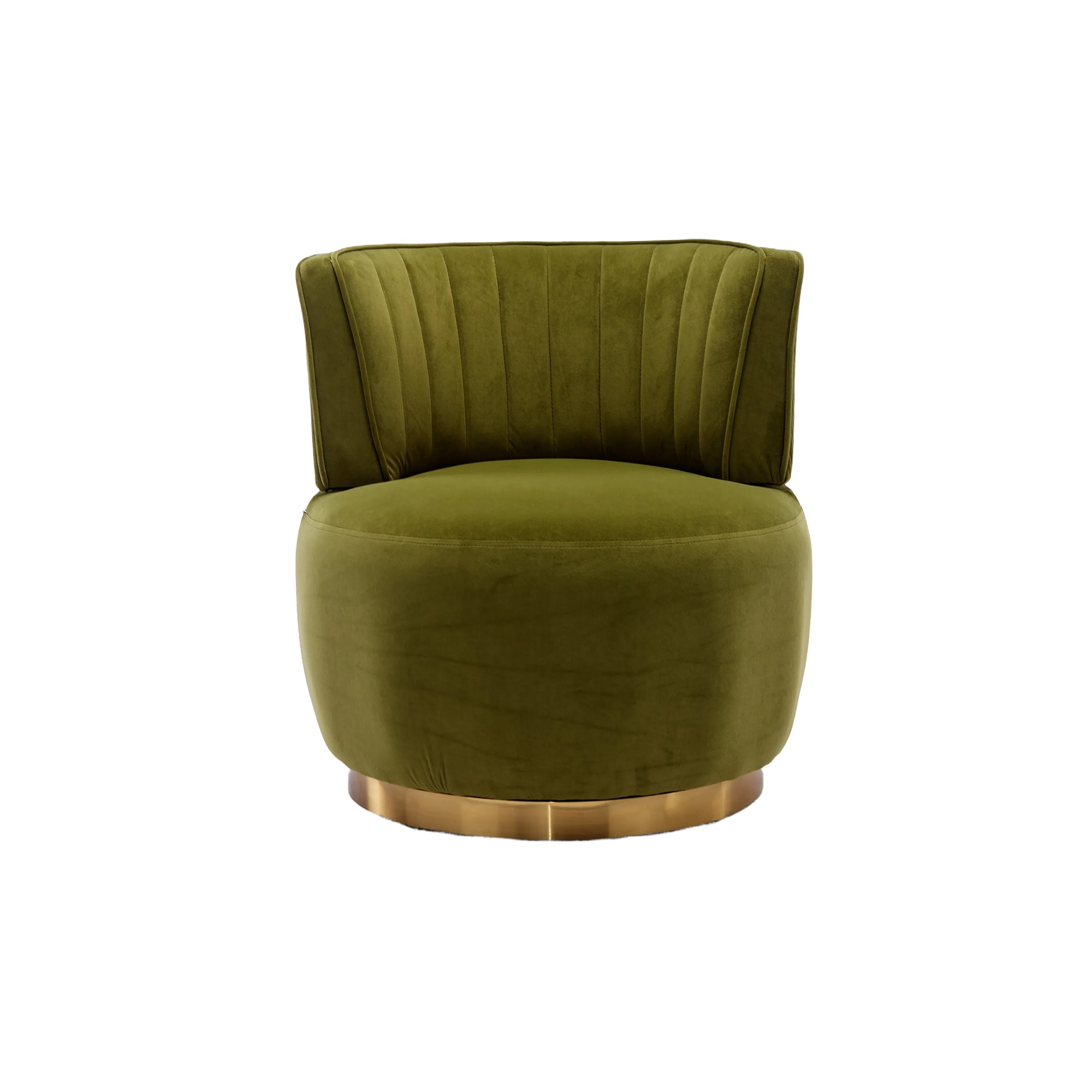 Swivel Barrel Chair, Round Armchairs with Wide Upholstered, Fluffy Velvet Fabric, Olive, 25.20'' x 25.59'' x 26.38'' - Grand Goldman Shop