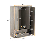 3-Door Wardrobe with 2 Drawers, Wood Grain Effect in Gray(OLD SKU:LP006001) - Grand Goldman Shop