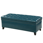 JULIANA Teal PU Storage Ottoman with Spacious Interior - Grand Goldman Shop