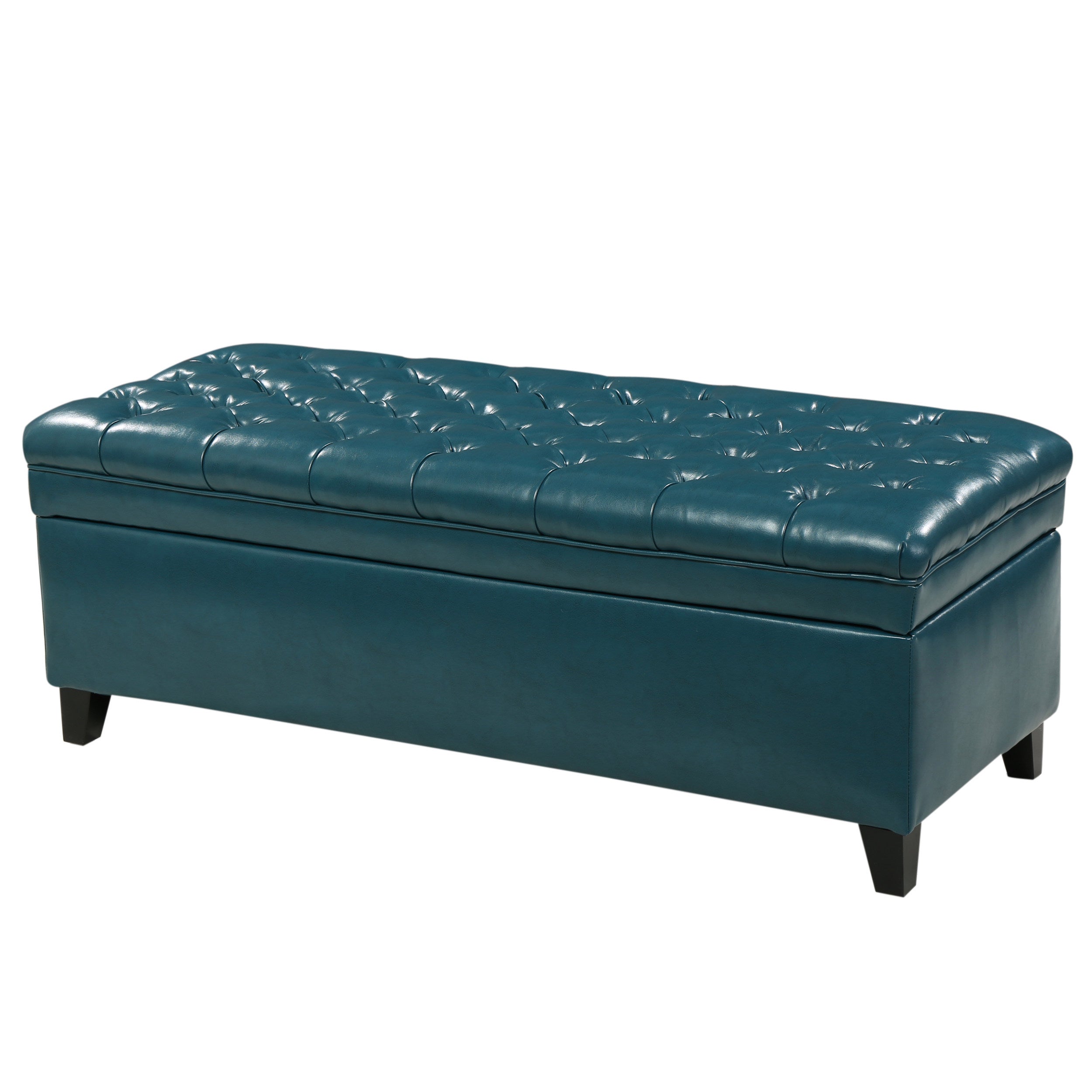 JULIANA Teal PU Storage Ottoman with Spacious Interior - Grand Goldman Shop
