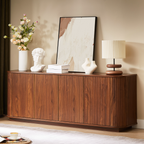 Sideboard Storage Cabinet TV Stand with wave pattern Buffet Cabinet Wooden Vertical Striped Cabinet for Kitchen/Bedroom/Entryway. Walnut, 64''W x 15''D x 24''H. - Grand Goldman Shop