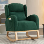 049-Teddy Fabric Rocking Chair With Packet Wood Legs,Green - Grand Goldman Shop