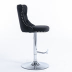 A&A Furniture Modern Swivel Velvet Barstools with Adjustable Height and Chrome Base, Black, Set of 2 - Grand Goldman Shop