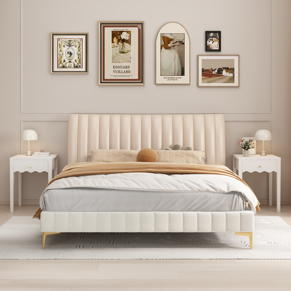 White Nightstand with Drawer, Modern Bedside Table with Wavy Apron Design, Compact End Table for Bedroom Living Room, Small Side Table with Storage - Grand Goldman Shop