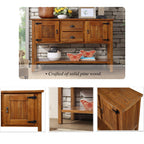 46'' Solid Wood Sideboard Console Table with 2 Drawers and Cabinets and Bottom Shelf, Retro Style Storage Dining Buffet Server Cabinet for Living Room Kitchen Dining Room(Brown) - Grand Goldman Shop