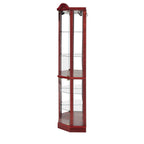 Glass Cabinet Lighted Corner Cabinet Corner Display Curio Cabinet, Glass Display With Light(Included)Bar Cabinet,Wine Cabinet with Adjustable Glass Shelves Carved Decoration Cherry Light(Included) - Grand Goldman Shop