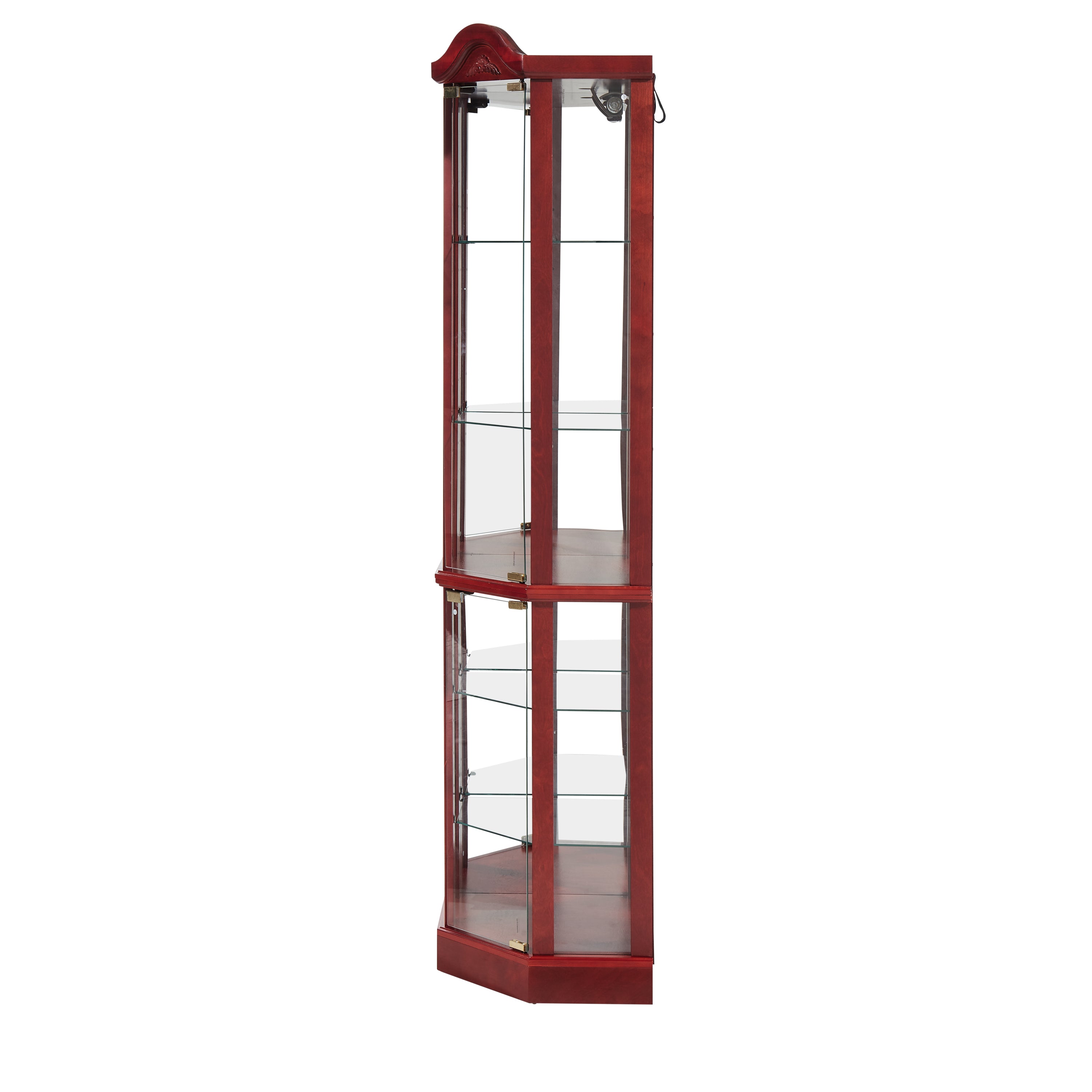 Glass Cabinet Lighted Corner Cabinet Corner Display Curio Cabinet, Glass Display With Light(Included)Bar Cabinet,Wine Cabinet with Adjustable Glass Shelves Carved Decoration Cherry Light(Included) - Grand Goldman Shop