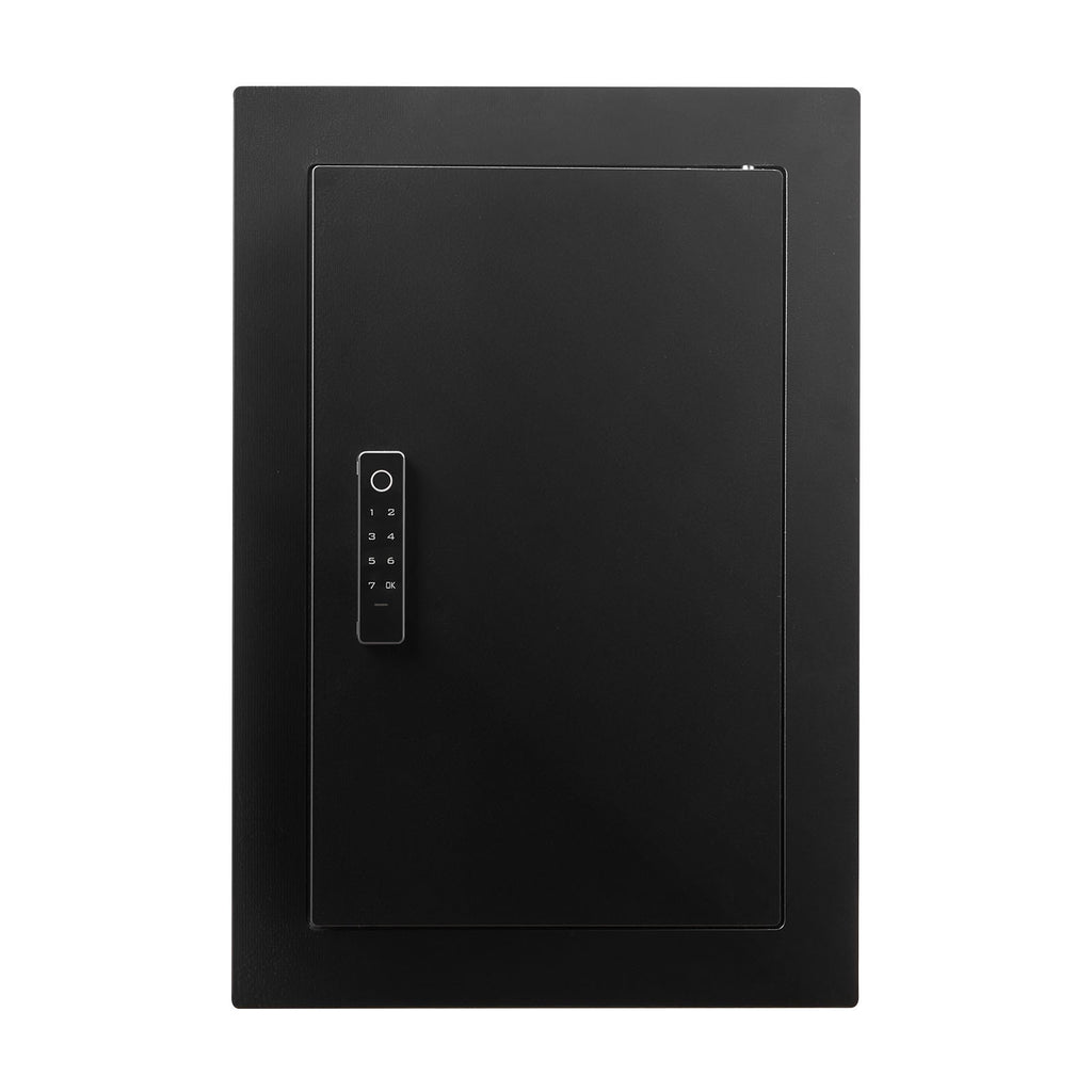 Wall Safe, 3-Tier Hidden Wall Safe with Fingerprint, Password, Key & Turning Knob, Q235 Cold-Rolled Steel In-Wall Box with Ad