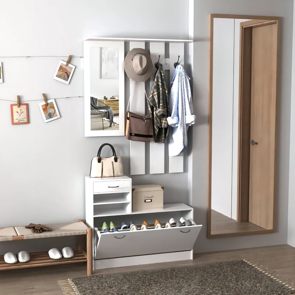 Combination Model Gate Cabinet with Shoe cabinet+Hang shelf+ Mirror - Grand Goldman Shop