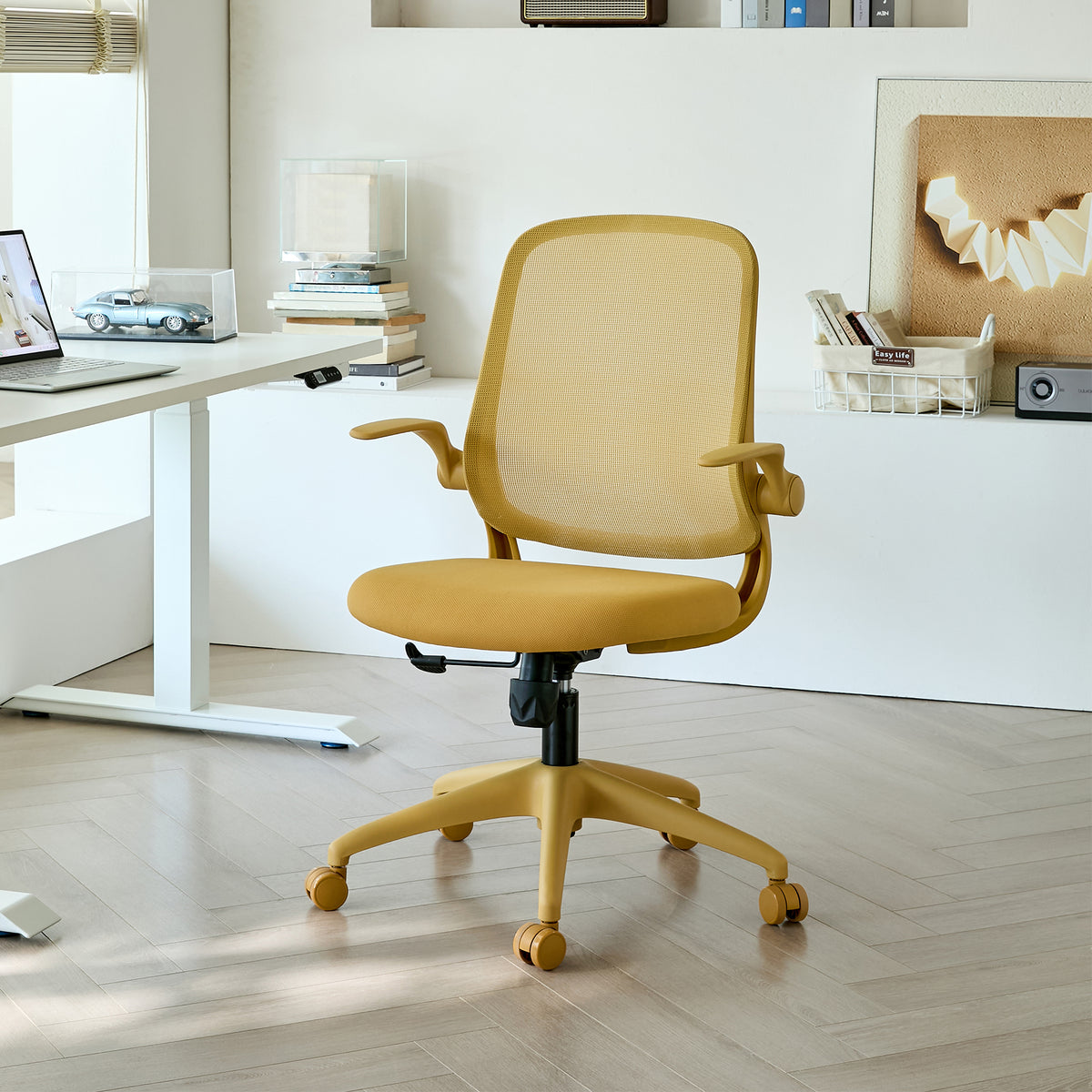Ergonomic Color Office Chair 350LBS, Home Office, Mesh Back, Integrated Molded Foam, Comfortable Sitting, Flipping Armrest, F