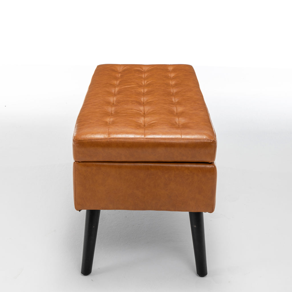 Storage Bench with Storage Bench for Bedroom End of Bed Bench Foot of Bed Bench Entryway Bench Storage Ottoman Bench 43.3' W x 17.7' Brown Leather Bench - Grand Goldman Shop