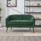 Modern Glam Green Chenille Mini Loveseat Accent Couch with Metal Legs, 50.2'' Wide Channel Tufted 2-Seater Sofa for Small Spaces - Grand Goldman Shop
