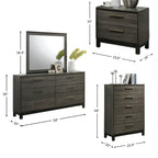 Ioana Antique Grey Wood 6-piece King Size Bedroom Set, Dresser, Mirror, 2 Night Stands , Chest - Grand Goldman Shop
