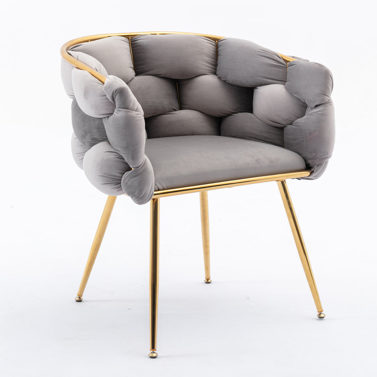 Luxury Modern Simple Leisure Velvet Single Sofa Chair Bedroom Lazy Person Household Dresser Stool Manicure Table Back Chair Gray - Grand Goldman Shop