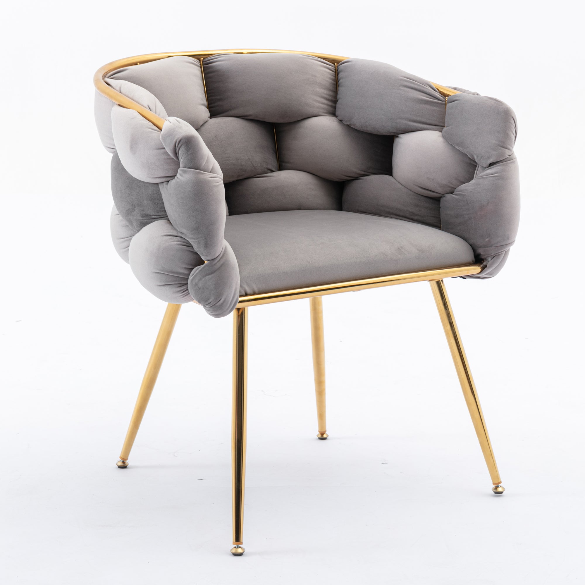 Luxury Modern Simple Leisure Velvet Single Sofa Chair Bedroom Lazy Person Household Dresser Stool Manicure Table Back Chair Gray - Grand Goldman Shop